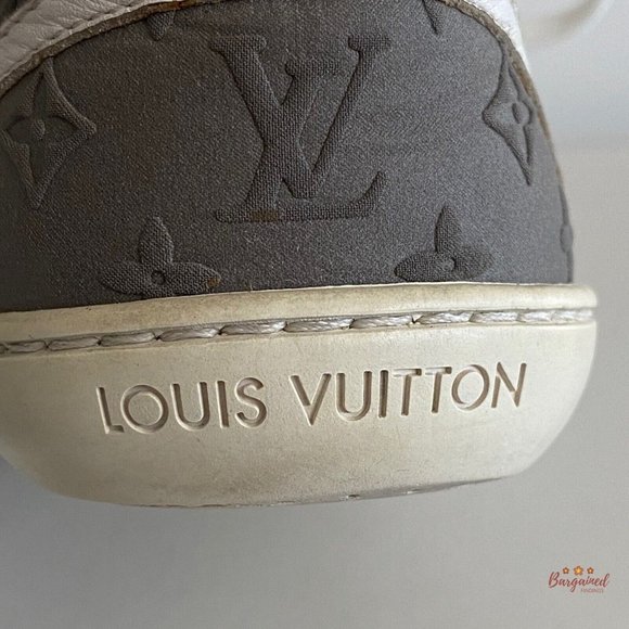 Authentic Louis Vuitton Gray/White Monogram Canvas Leather FrontRow Sneakers 5.5 - Picture 5 of 14